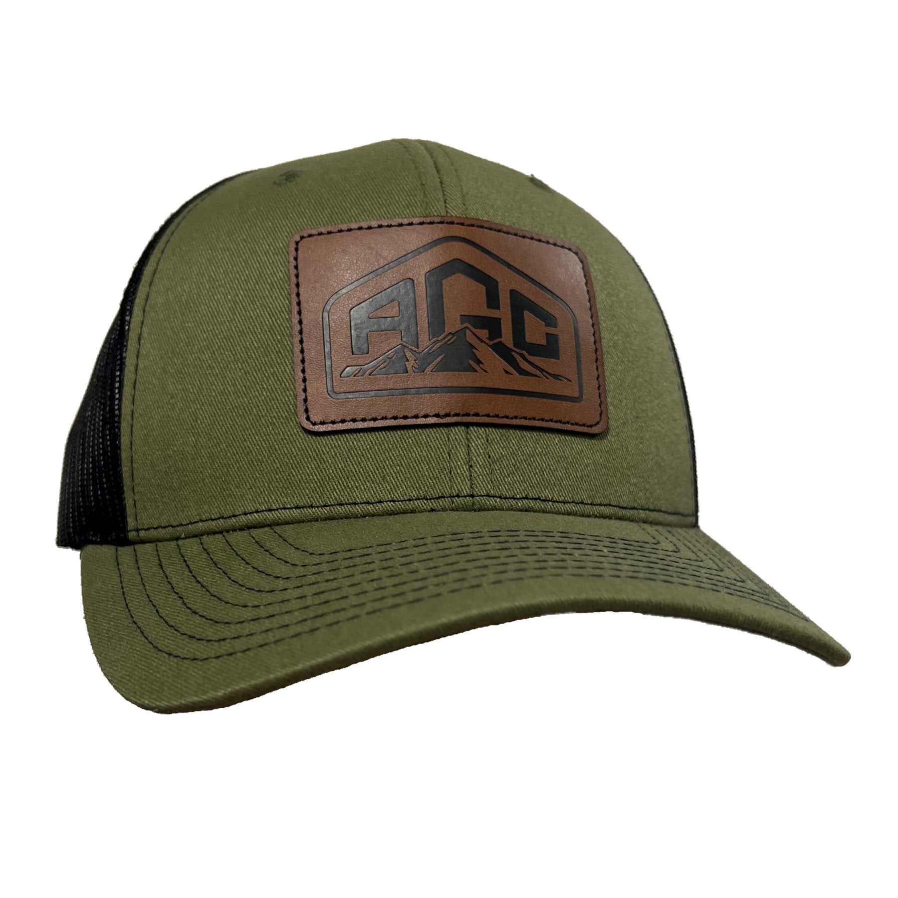 AGC Olive Leather Patch Hat Alaska Guide Creations Olive/Black