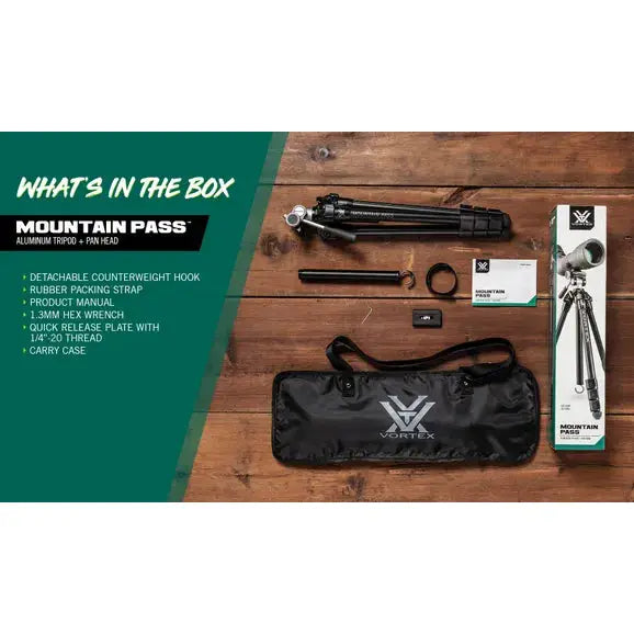 MOUNTAIN PASS™ ALUMINUM TRIPOD + PAN HEAD