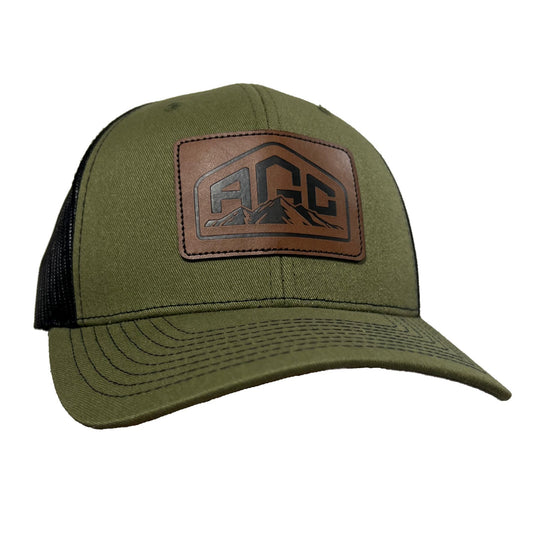 AGC Olive Leather Patch Hat Alaska Guide Creations Olive/Black 